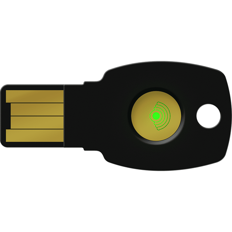 Llave de seguridad USB con soporte NFC para autenticación FIDO2 y protección avanzada de cuentas en línea